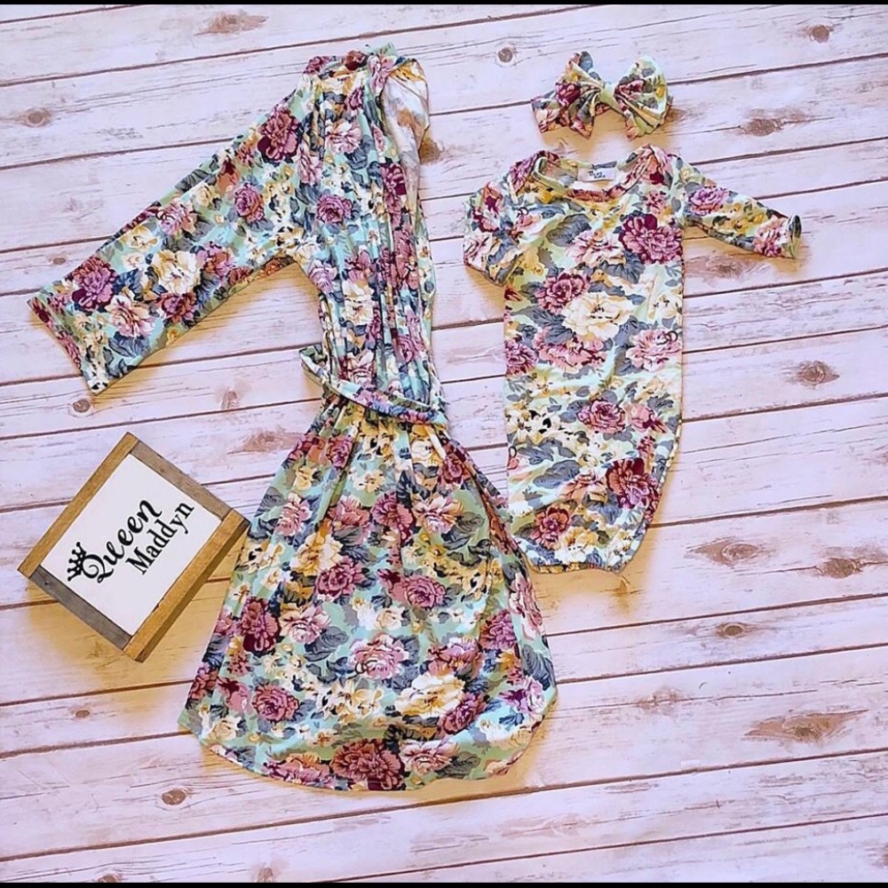 Mommy matching Robe/gown/Swaddle sets.